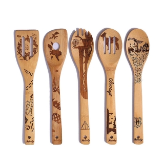 Personalized Magic Pattern Bamboo Wooden Spoon Spatula