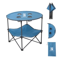 High-Grade 600D Canvas Heavy-Duty Portable Folding Table with 4 Cup Holders