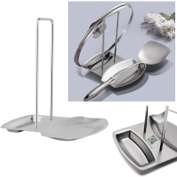 Spoon Rest and Pot Lid Holder Stainless Steel Pan Pot Cover Lid Rack Shelf Stand Holder Spoon Holder Utensil Rest