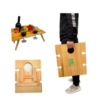 Portable Wooden Folding Picnic Wine Table