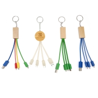 Wheat Straw Bamboo 4 In 1 USB Cable Keychain