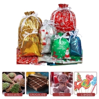 Custom Holiday Present Wrapping Laser Drawstring Goodie Bag