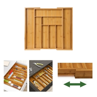 Bamboo Expandable Drawer Organizer for Utensils Holder