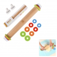 Wood Rolling Pin With 4 Adjustable Thickness Rings