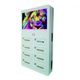 8-bay Wall Mounted Phone Charging Station Locker with 21.5 inch LCD Advertising Screen Storage Box