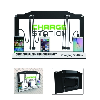 LED Backlit Universal Wall Mount Cell Phone Charging Station