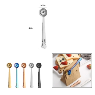 2-in-1 Stainless Steel Coffee Measuring Spoon with Sealing Clips