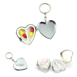 Heart Shaped Pill Box Keychain