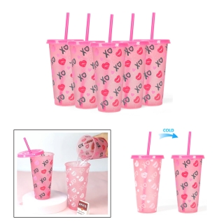 24oz Color Changing Cold Cups with Lids and Straws