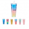 24oz Double Walled Gradient Colour Cup with Lids and Straws