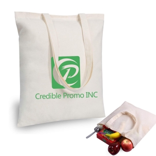 5 OZ Economical Lightweight Reusable Slim Natural Color Pure Cotton Simple Canvas Bag