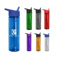 Clear Transparent 24 OZ Slim Fit Sports Plastic Water Bottle With Flip Straw Lid