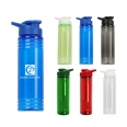 Clear Transparent 24 OZ Slim Fit Sports Plastic Water Bottle With Flip Top Lid Or Drink-Thru Lid
