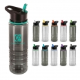 Clear Grey 25 OZ Slim Fit Sports Plastic Water Bottle With Flip Straw Lid