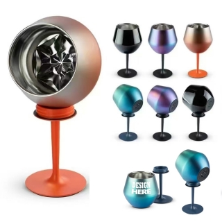 14oz Detachable Stem Stainless Steel Wine Glass with Lid