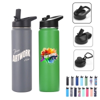 25OZ Stainless Steel Vacuum Insulated Water Bottle With Flip Straw Lid Handle