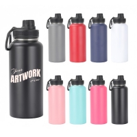 32OZ Stainless Steel Vacuum Insulated Water Bottle With Twist On Spout Lid Handle