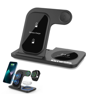 Premium 3 In 1 Portable Foldable Desktop Mobile Phone Wireless Charger Station