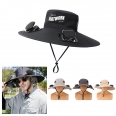 Dual Solar Fan Cooling Hat Outdoor Wide Brim Bucket Hat