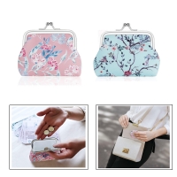 Leather Coin Purse for Women with Kiss Lock