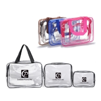 3 Pieces Large Clear Travel Bags for Toiletries Waterproof Clear Plastic Cosmetic Makeup Bags