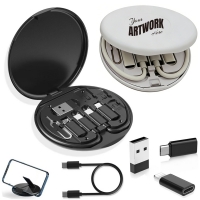 Round Compact Multi Functional Charging Cable Data Cable Case Adapter Cable Kit Convertor