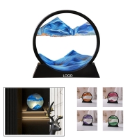 Moving Sand Art Picture in Motion Round Glass 3D Deep Sea Landscape