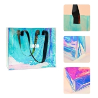 Holographic Clear PVC Tote Bag with Weave Handle