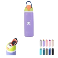 24 oz Flip-Top Insulated Bottle With Straw