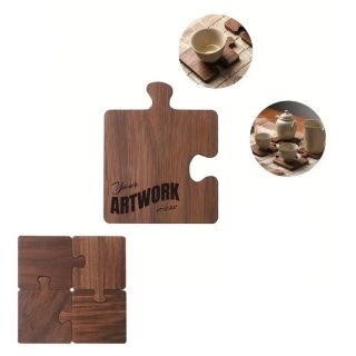 Custom 4pcs Wooden Puzzle Coaster Set