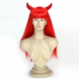Party Wig Long Hair with Horns