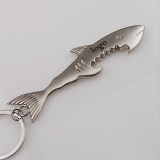 Metal Shark Bottle Opener Keychain