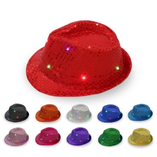 LED Flash Fedora Hat Jazz Hat Concert Cap For Party