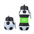 Silicone Sports Water Bottle Collapsible Soccer Design Reusable 19 oz Drinking Cup