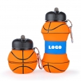 Silicone Sports Water Bottle Collapsible Basketball Design Reusable 19 oz Drinking Cup