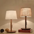 Modern Bedroom Fabric and Wood Dimmable E27 Desk Lamp