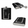 6oz Hip Flask with Built-In Cigarette Case