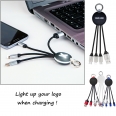 Hot Sale Multi 3 In 1 Light Up Phone Charging Nylon Braided Cable With Keychain