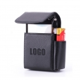 PU Leather Cigarette Box Case with Pouch Lighter Holder