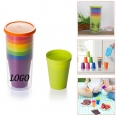 Set of 8 Unbreakable Reusable Plastic Rainbow Cup Travel Beverage Tumbler Juice Drinkware Bottle