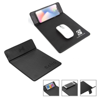 PU Leather Waterproof Foldable 10W Fast Charging Wireless Charger Mousepad