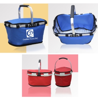Insulated Foldable Or Collapsible Picnic Basket Or Cooler Bag