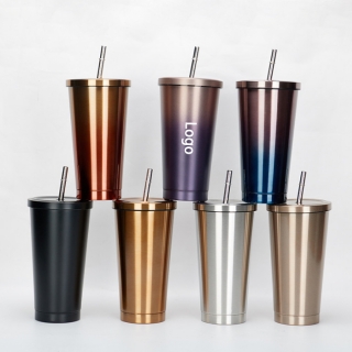 500ml 16OZ Stainless Steel Straw Cups