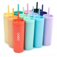 Skinny Tumbler Matte Pastel Colored with Lids and Straw