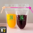 Custom Hand-held Translucent Stand-up Plastic Pouch Bag Drinking Bag With Straw 500ML/16OZ