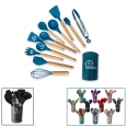 Silicone Kitchen Utensils Set 12 Pcs Cookware Sets With Wooden Handle Spatula Set with Holder