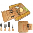Bamboo Cheese Board Set With Cutlery In Slide-Out Drawer