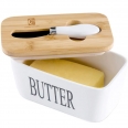 Ceramic Butter Dish With Bamboo Lid & Butter Knife