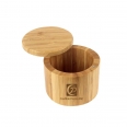 Round Bamboo Slide-Lid Salt Box