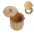 Round Bamboo Double Salt Box With Magnetic Lid For Secure Storage